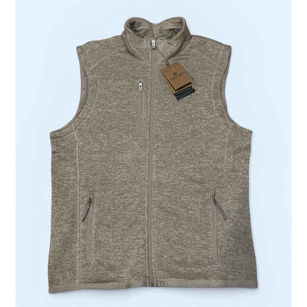 NWT Stormtech Avalante Mens Full Zip Fleece Vest Oatmeal Heather Sweater Knit